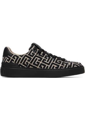 Balmain Black & Beige Monogram Jacquard B-Court Sneakers