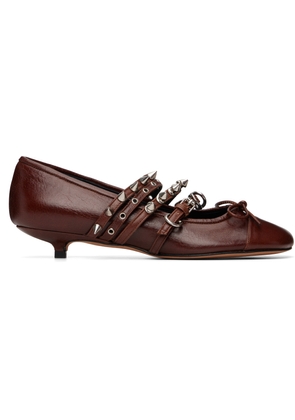 ABRA Brown Kitten Spike Ballerina Heels