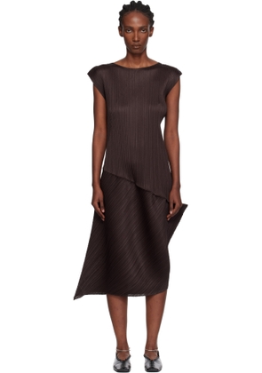PLEATS PLEASE ISSEY MIYAKE Brown Leap Midi Dress