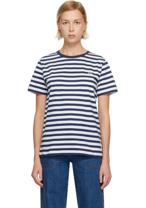 A. P.C. White & Navy Standard 'A. P.C. Brodé' T-shirt