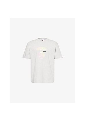 Mens Aape Foil Logo-Print Cotton-Jersey T-Shirt