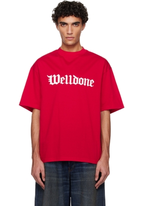 We11done Red Gothic Logo T-shirt
