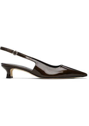 Aeyde Brown Catrina Patent Leather Heels
