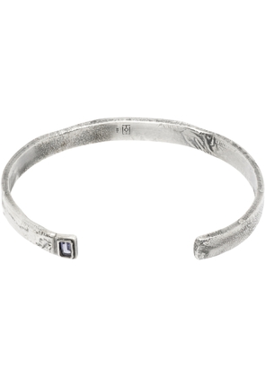 title of work Solid Square Garnet Cuff Bracelet