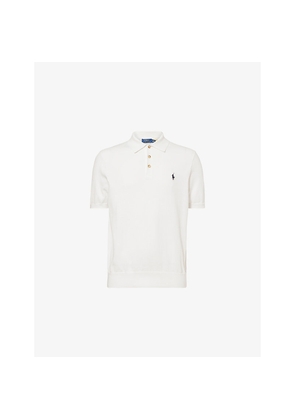 Mens Polo Ralph Lauren Logo-Embroidered Short-Sleeve Knitted Cotton Polo Shirt