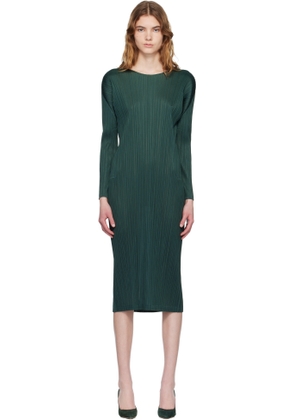 PLEATS PLEASE ISSEY MIYAKE Green Monthly Colors December Midi Dress
