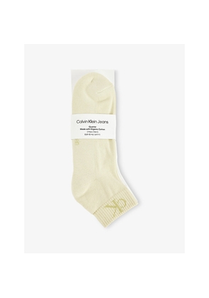 Mens Calvin Klein Monogram Quarter Two-Pack Cotton-Blend Socks