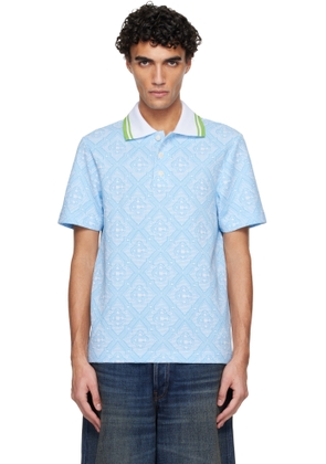 Casablanca Blue & White Jacquard Polo