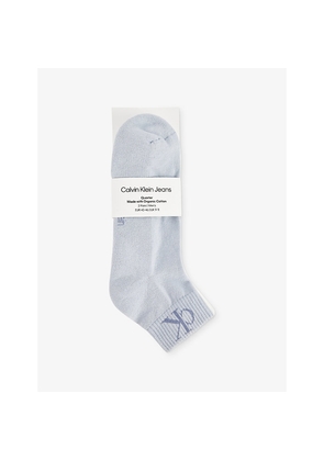 Mens Calvin Klein Quarter Monogram Two-Pack Cotton-Blend Socks