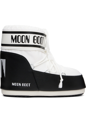 Moon Boot White & Black Icon Low Nylon Boots