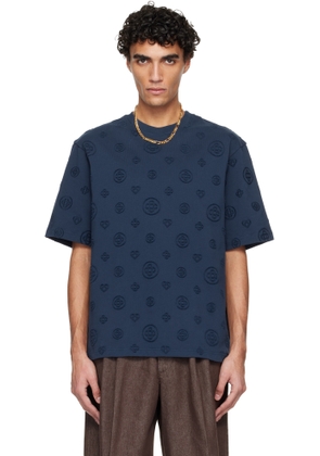 Casablanca Navy Applique Monogram Oversized Short Sleeve T‑shirt