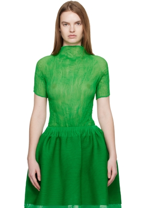 ISSEY MIYAKE Green Chiffon Twist 3 Top
