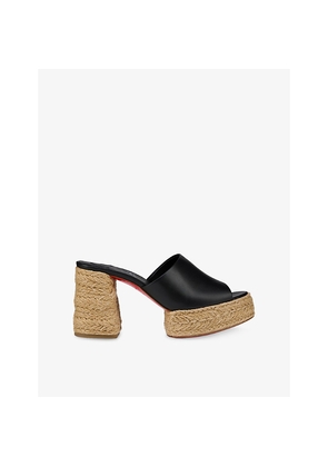 Womens Christian Louboutin Calakala 85 Leather Heeled Espadrilles