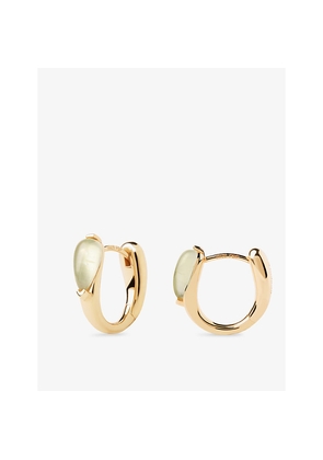 Womens PDPAOLA Isla 18ct Yellow Gold-Plated Sterling-Silver and Prehnite Hoop Earrings