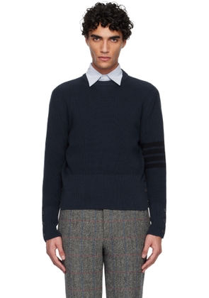 Thom Browne Navy Cotton Cardigan Stitch 4-Bar Sweater