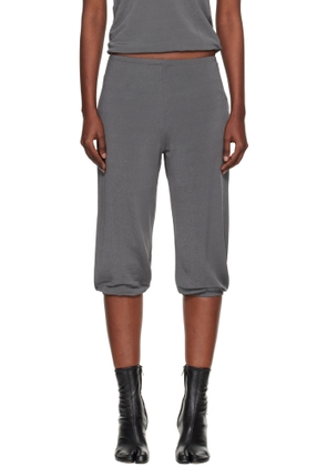 BAMBOU ROGER KWONG Gray Shiny Crêpe Jersey Dance Corsaire Lounge Pants