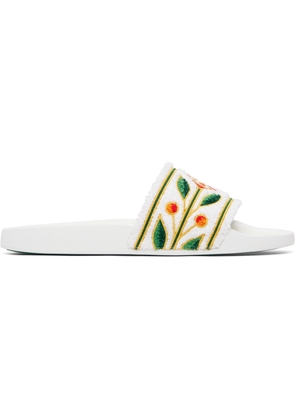 Casablanca White Laurel Terry Slides