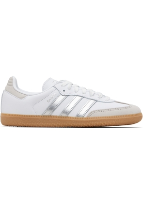 adidas Originals White & Silver Samba OG Sneakers