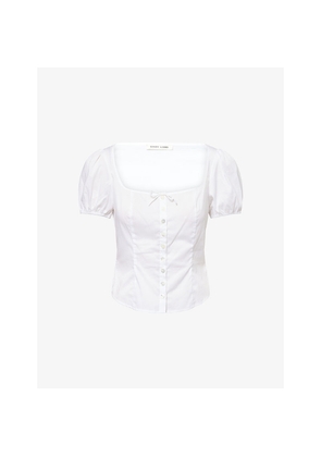 Womens Sandy Liang Walnut Puff-Sleeve Cotton Top