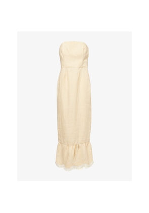 Womens Posse Essie Strapless Linen Midi Dress