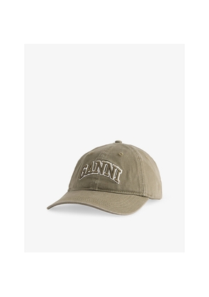 Womens Ganni Washed Logo-Embroidered Cotton-Canvas Cap