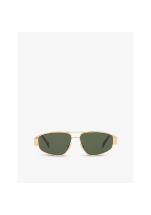 Womens Celine Cl40281U Metaltriomphe Aviator-Frame Metal Sunglasses