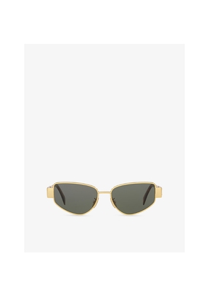 Womens Celine Cl40293U Metaltriomphe Square-Frame Metal Sunglasses