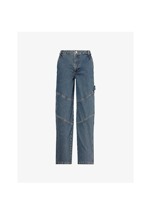 Womens Damson Madder Drew Wide-Leg Denim Jeans