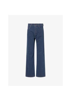 Womens Miu Miu Embroidered-Logo Straight-Leg Denim Jeans