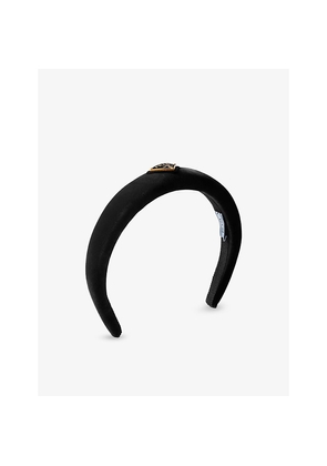 Womens Prada Triangle-Logo Velvet Headband