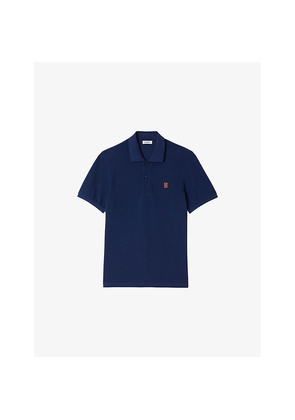 Mens Sandro Embroidered-Logo Regular-Fit Cotton Polo Shirt