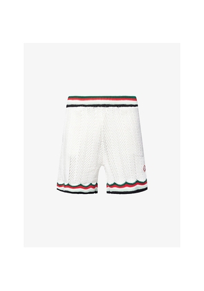 Mens Casablanca Chevron Striped Cotton-Crochet Shorts