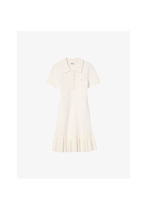 Womens Sandro Polo-Collar Pleated-Hem Stretch-Knit Mini Dress