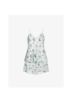 Womens Olivia Von Halle Elle Seashell-Print Silk Pyjama Set
