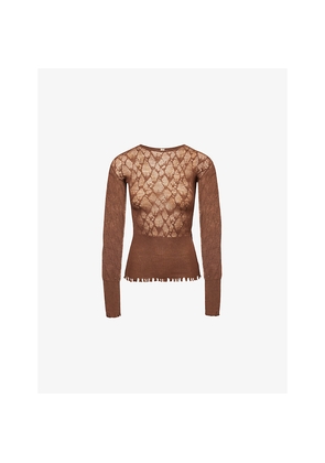 Womens Oude Waag Lace Fine-Knit Wool Top