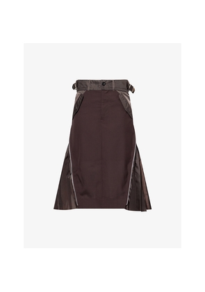 Womens Sacai Pleated Regular-Fit Woven Midi Skirt