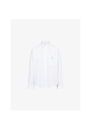 Womens Balenciaga Relaxed-Fit Embroidered-Logo Cotton-Poplin Shirt