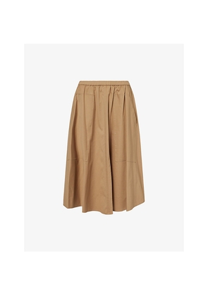 Womens Vince High-Waist Flared Stretch-Cotton Midi Skirt
