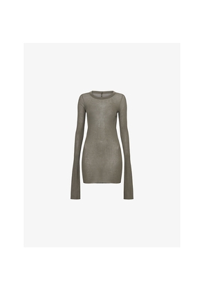 Womens Rick Owens Ribbed Long-Sleeves Woven Top