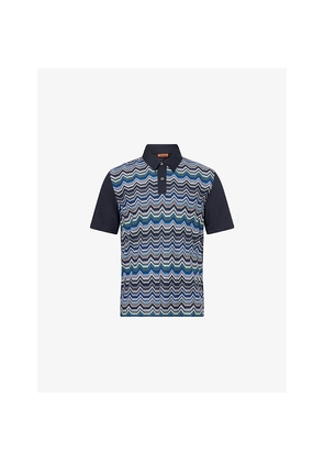 Mens Missoni Chevron Knitted-Panel Cotton-Jersey Polo Shirt