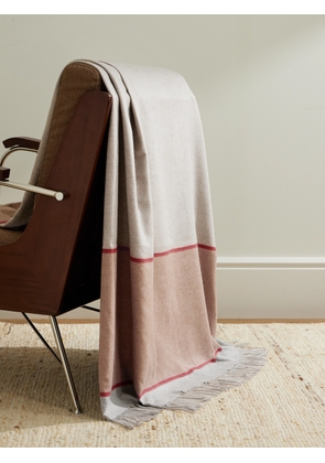 Brunello Cucinelli - Fringed Colour-Block Silk Blanket - Men - Brown