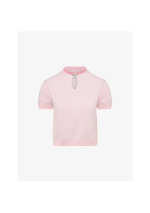 Womens Barrie Cutie Strass Short-Sleeves Cashmere Top