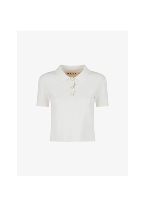 Womens Marni Short-Sleeved Ribbed Knitted Polo Shirt