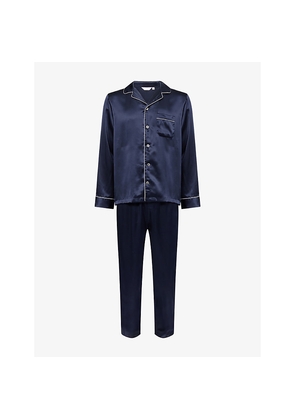 Mens Derek Rose Bailey Piped Silk Pyjamas