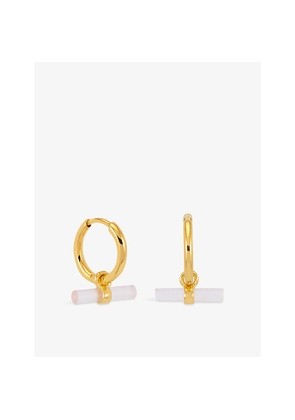 Rachel Jackson Mini Love T-Bar 22ct Yellow Gold-Plated Sterling-Silver and Rose Quartz Huggie Hoop Earrings
