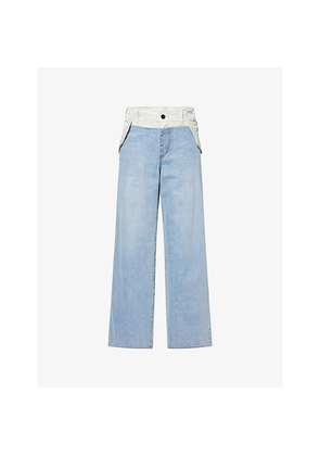 Womens Sacai Contrast-Waistband Wide-Leg Denim Jeans