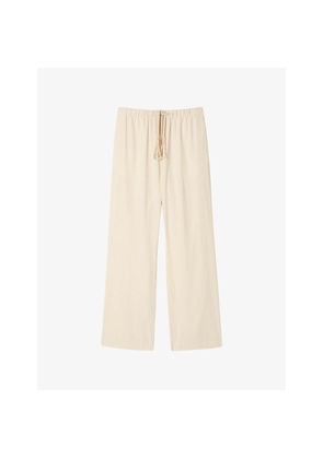 Mens Sandro Drawstring-Waist Wide-Leg Cotton Trousers