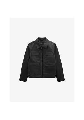 Mens The Kooples Four-Pocket Zip-Up Leather Jacket