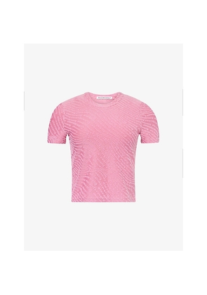 Womens Alexander Wang Jacquard Logo Stretch-Woven T-Shirt