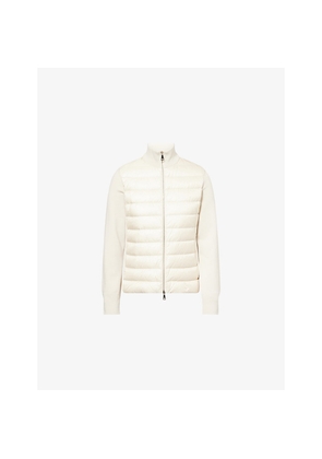 Womens Moncler Logo-Badge Padded Zip Wool and Nylon Cardigan